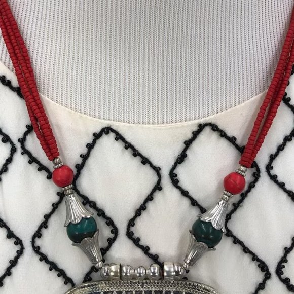 Afghan Tribal Stone Pendant Necklace, Handmade Afghan Jewelry, Pendant Necklace - Picture 6 of 10